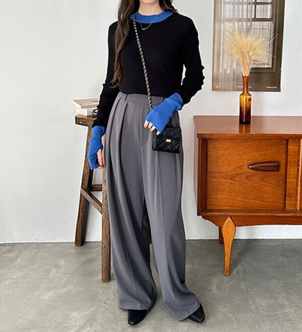 GeeRA（ジーラ）の「指穴配色デザイン柔らかリブニット（ニット・セーター）」｜詳細画像