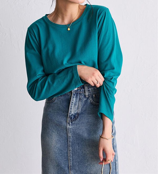 RANAN（ラナン）の「＜ＢＣ＞綿１００％×吸湿発熱！あったか裾スリットロングプルオーバー（カットソー）」｜詳細画像