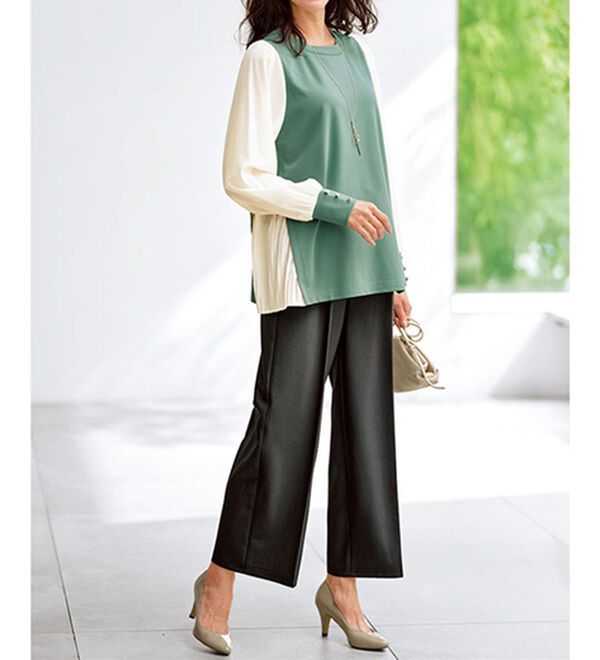 BELLUNA（ベルーナ）の「サマ見え！タック使いワイドパンツ（ワイドパンツ・ガウチョ）」｜詳細画像