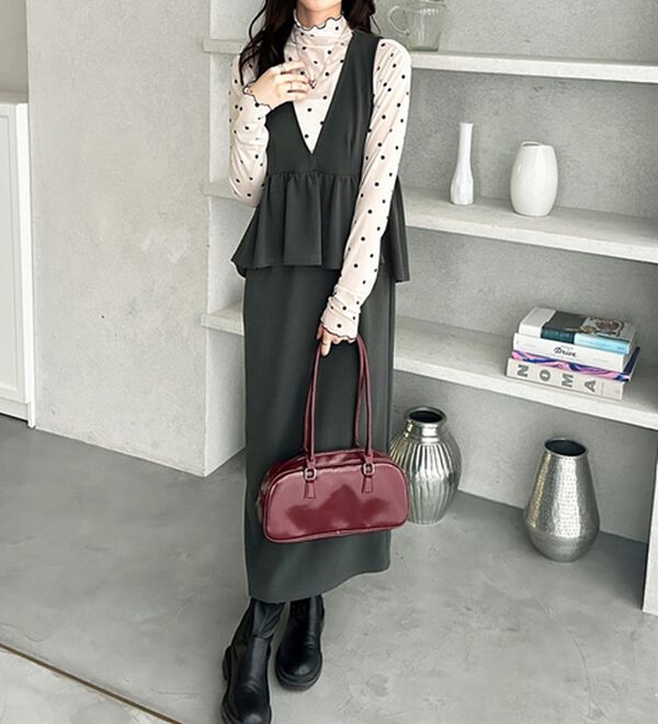 GeeRA（ジーラ）の「楽ちん！ペプラムジャンパースカート（ジャンパースカート）」｜詳細画像