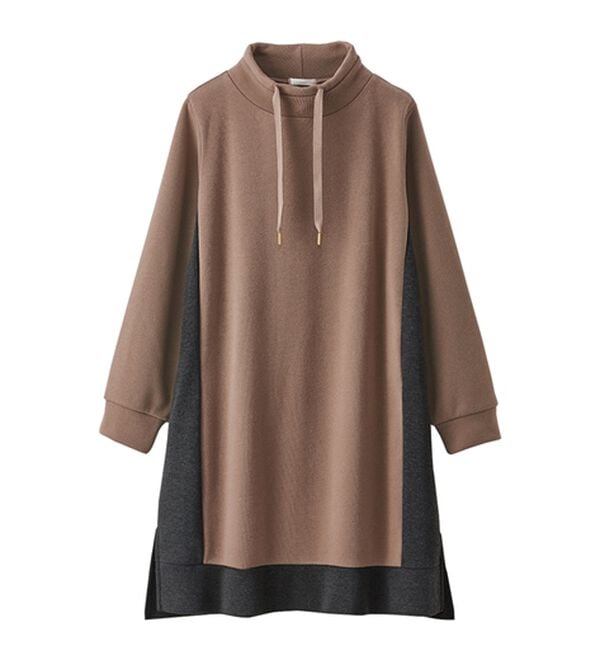 BELLUNA（ベルーナ）の「配色デザインワイドネックワンピース（ドッキングワンピース）」｜詳細画像