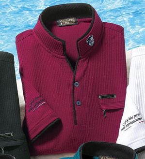 「二重衿７分袖シャツ（メンズカットソー）」｜ワイン