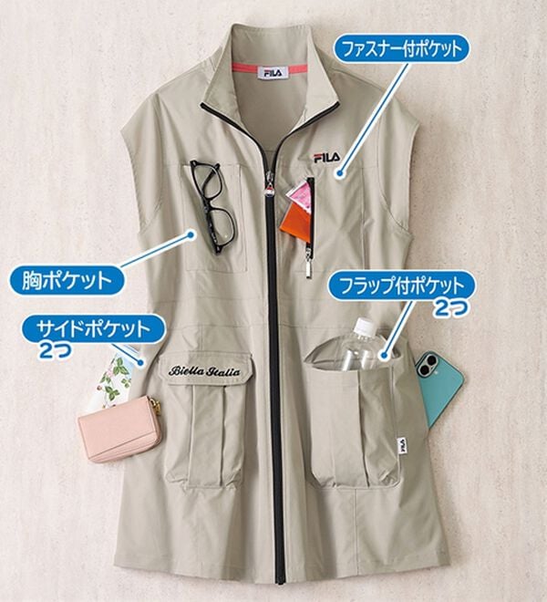 ルフラン（ルフラン）の「＜ＦＩＬＡ＞キャップスリーブお散歩ベスト（ベスト）」｜詳細画像