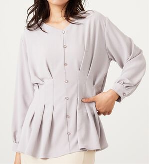 BELLUNA（ベルーナ）の「【接触冷感/UV対策】機能付！ウエストタックブラウス（ブラウス）」｜グレージュ