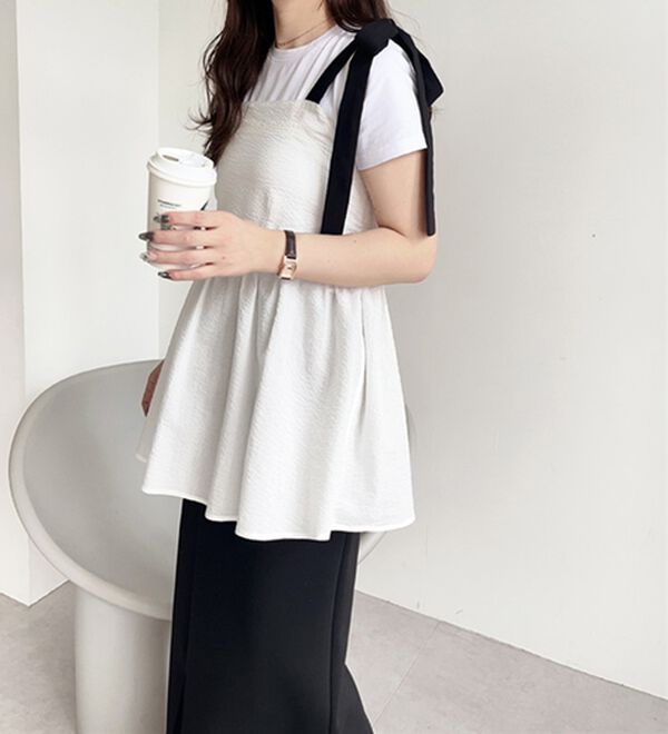 GeeRA（ジーラ）の「バイカラーぽこぽこリボンビスチェ（ブラウス）」｜詳細画像