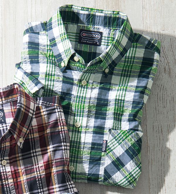 「＜アウトドアプロダクツ＞さらっと快適サッカーシャツ（メンズシャツ）」｜グリーン