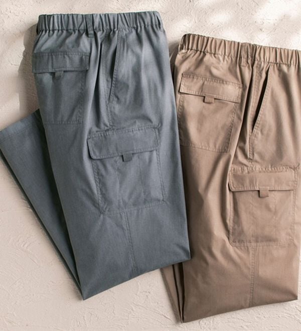 「【２本組】＜コムルヴァン・オム＞大人のカーゴパンツ（メンズフルレングスパンツ）」｜2本組
