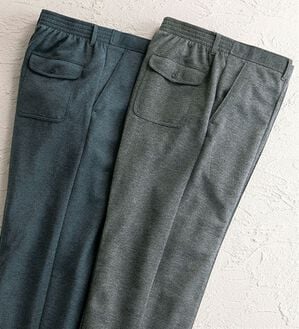 「【２本組】サイドファスナー付安心ホームパンツ（メンズフルレングスパンツ）」｜2本組