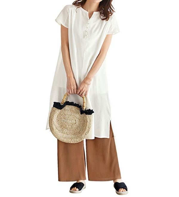 BELLUNA（ベルーナ）の「セルフカットできる！プリーツワイドパンツ（ワイドパンツ・ガウチョ）」｜詳細画像