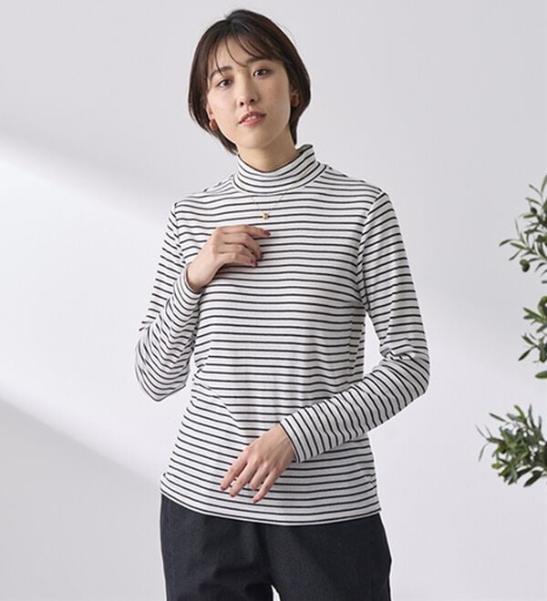 BELLUNA（ベルーナ）の「綿混リブハイネックプルオーバー（カットソー）」｜詳細画像