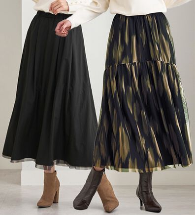 BELLUNA（ベルーナ）の「２倍の着こなし！チュールプリントスカート（ロングスカート）」