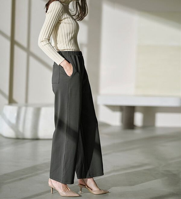 RANAN（ラナン）の「きれい見えピンタックカットソーワイドパンツ＜毛玉になりにくい＞【セットアップ対応】（ワイドパンツ・ガウチョ）」｜詳細画像