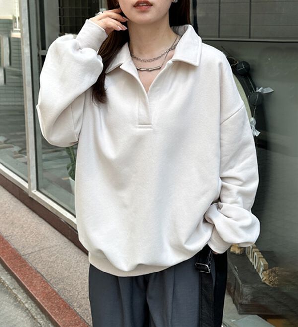 RANAN（ラナン）の「あったか裏起毛衿付きオーバーサイズスウェット（トレーナー・スウェット）」｜詳細画像