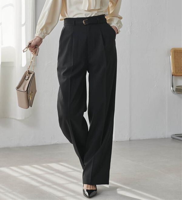 RANAN（ラナン）の「洗える！ベルト付ワイドパンツ（ワイドパンツ・ガウチョ）」｜詳細画像