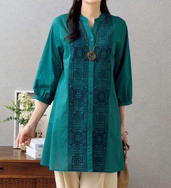 ルフラン（ルフラン）の「パネル刺しゅうのチュニックワンピ＜ラネルティ＞（チュニック）」｜詳細画像