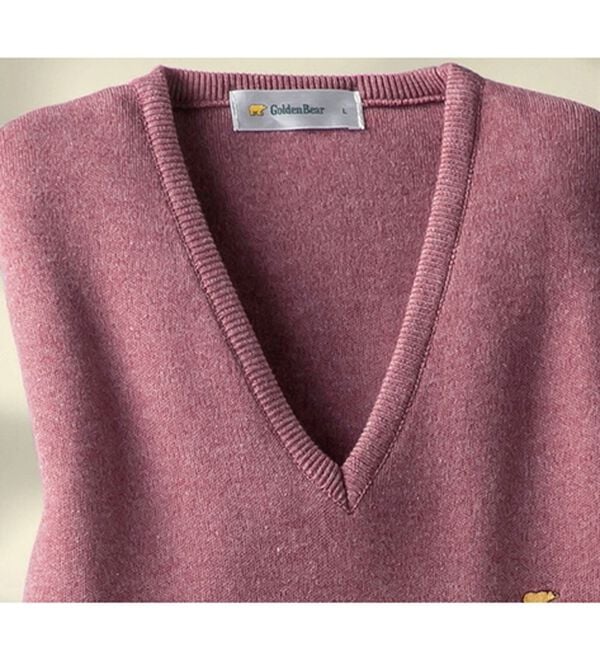「＜ゴールデンベア＞国産上質カジュアルニットベスト（メンズベスト）」｜ワイン