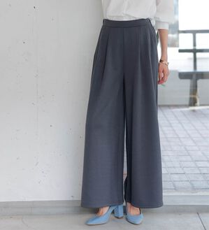 RANAN（ラナン）の「柔らかあったか！裏起毛ロングフレアガウチョパンツ（フルレングスパンツ）」｜チャコールグレー