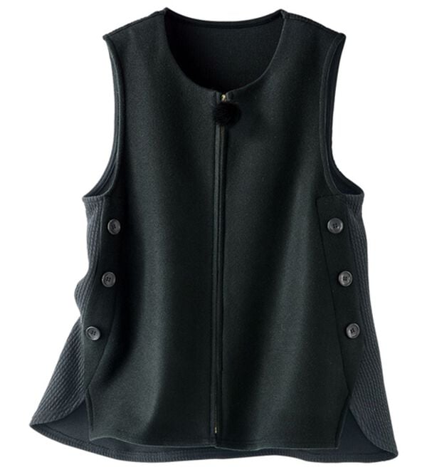 BELLUNA（ベルーナ）の「ミンクボール使いフェイクウールベスト（ベスト）」｜黒