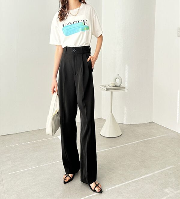 GeeRA（ジーラ）の「ハイウエストスラックスパンツ（ワイドパンツ・ガウチョ）」｜詳細画像