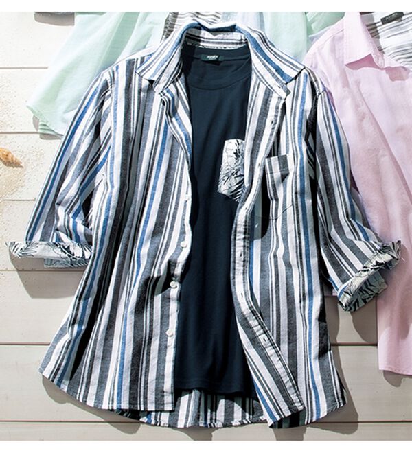 「ひんやり綿麻即戦力アンサンブルセット（メンズシャツ）」｜ホワイトセット