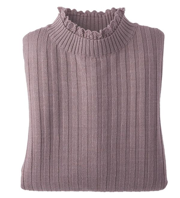 BELLUNA（ベルーナ）の「ウール入りウォッシャブルセーター（ニット・セーター）」｜ローズグレー