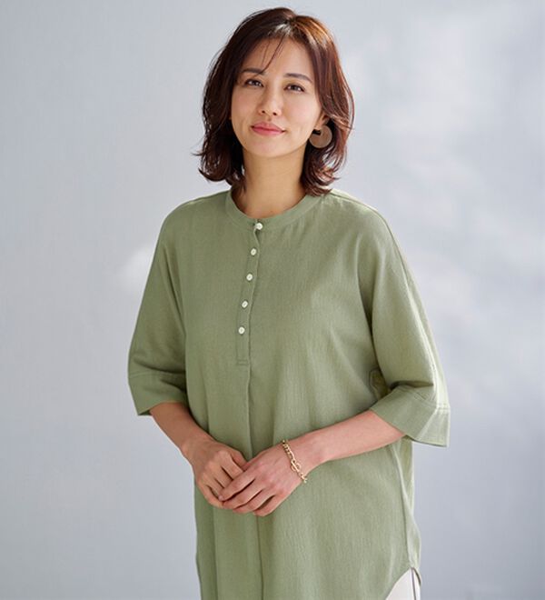 BELLUNA（ベルーナ）の「綿１００％ワッシャー素材ゆったりドルマンブラウス（ブラウス）」｜詳細画像