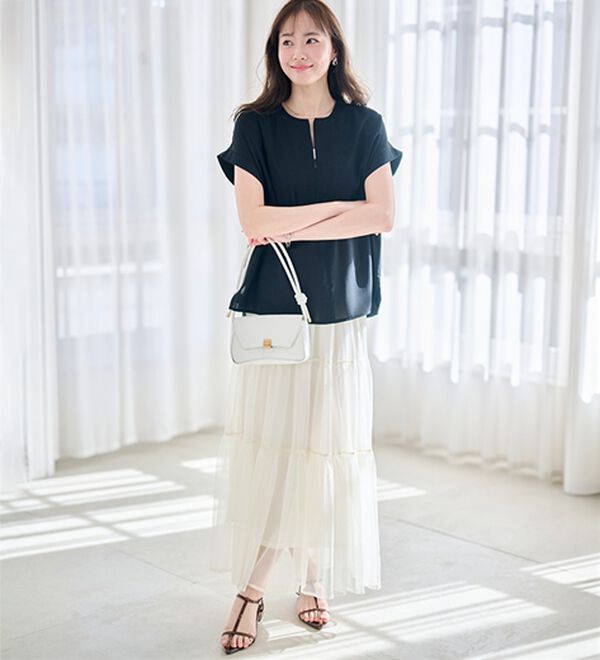 RANAN（ラナン）の「【汗シミ防止】ひんやり&防シワ前後2WAYハーフジップブラウス（ブラウス）」｜詳細画像