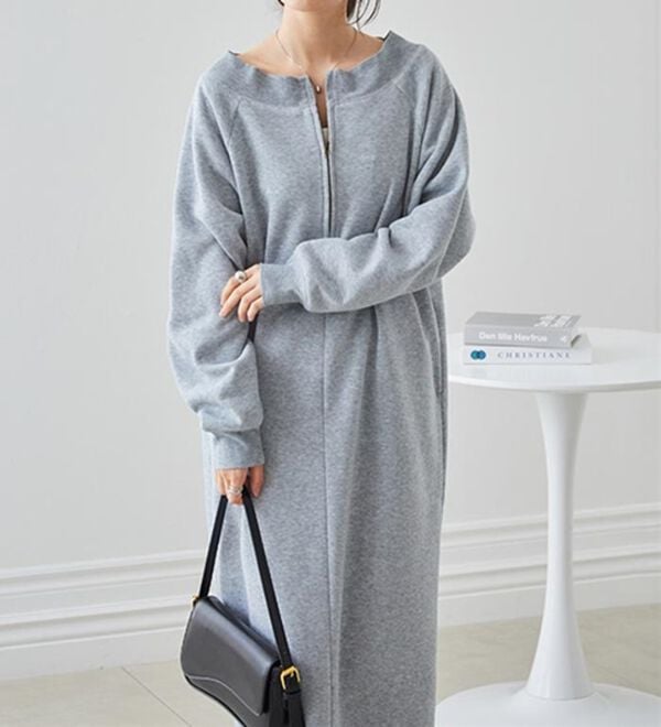 RANAN（ラナン）の「裏起毛ハーフジップワンピース（ロングワンピース）」｜詳細画像