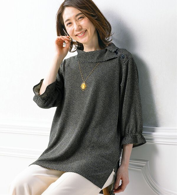 ルフラン（ルフラン）の「日本製衿デザインニットちりめんチュニック（チュニック）」｜詳細画像