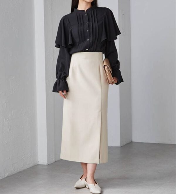 RANAN（ラナン）の「ピンタックフレアー長袖ブラウス（ブラウス）」｜詳細画像