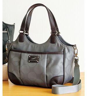 BELLUNA（ベルーナ）の「＜クロコダイル＞ドット柄２ＷＡＹ手提げ（ハンドバッグ）」｜グレー