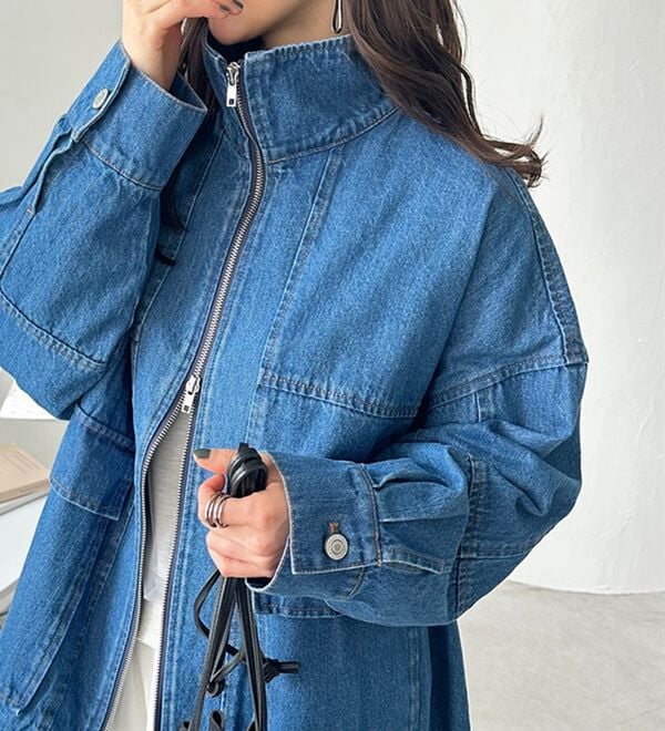 GeeRA（ジーラ）の「オーバーサイズダブルジップデニムブルゾン（ブルゾン）」｜詳細画像