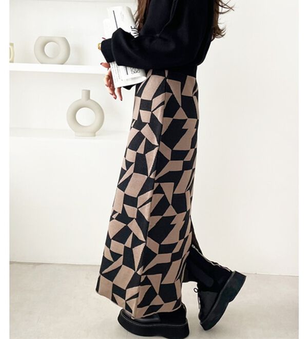 GeeRA（ジーラ）の「ジャカードニットナロースカート（ロングスカート）」｜詳細画像