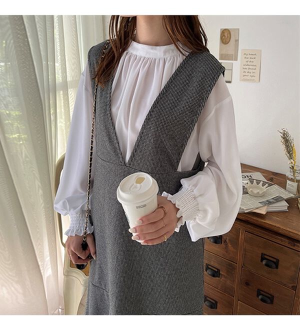 GeeRA（ジーラ）の「前後２ＷＡＹウールライクチェックジャンパースカート（ジャンパースカート）」｜詳細画像