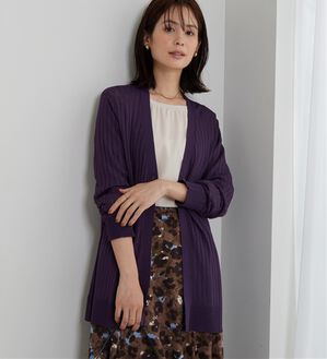 BELLUNA（ベルーナ）の「【店舗・ネット限定】リブ使いボタンデザインカーディガン（ニットカーディガン）」｜ワイン