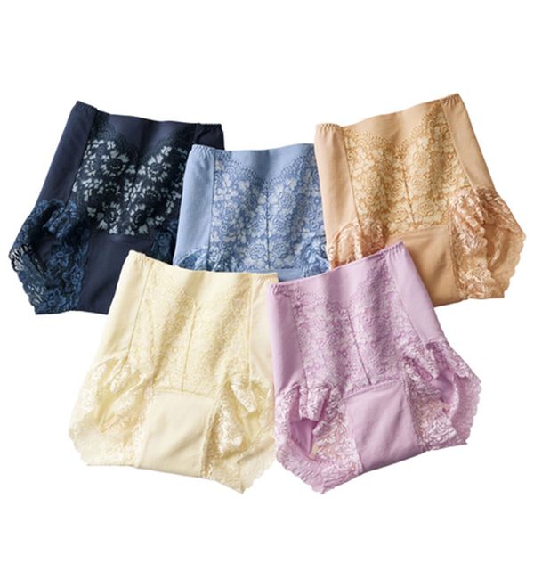 LAVIENNE（ラヴィエンヌ）の「【５色組】新・旅のお供にこれ１枚！お腹すっきり安心ショーツ（安心ショーツ）」｜5色組