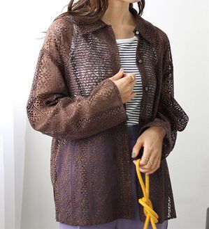 GeeRA（ジーラ）の「衿付レースシャツ（シャツ）」｜ブラウン