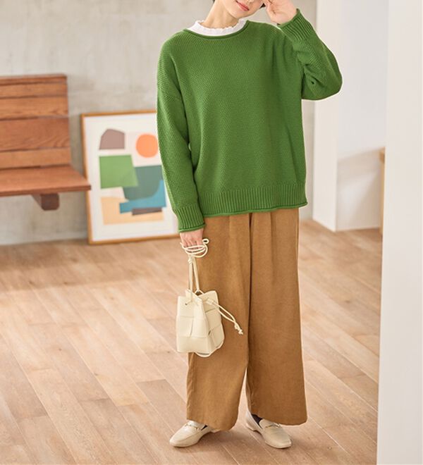 Viola e Viola（ヴィオラ エ ヴィオラ）の「【静電気防止】綿１００％鹿の子編みゆるニット（ニット・セーター）」｜詳細画像