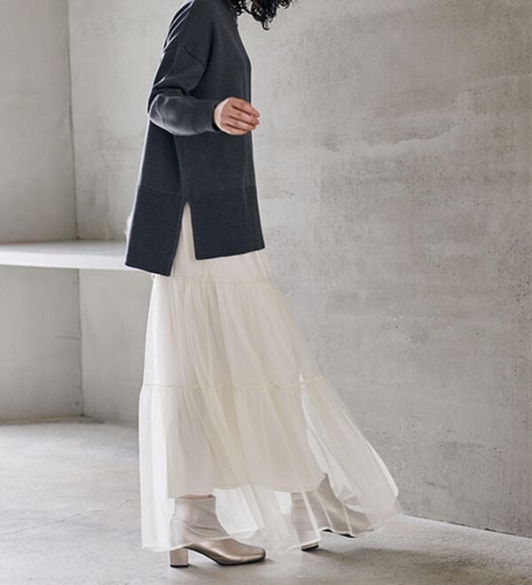 RANAN（ラナン）の「ワイドリブ使いカラーニットチュニック（ニット・セーター）」｜詳細画像