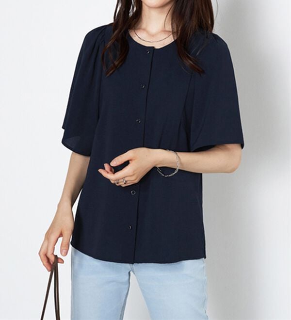 BELLUNA（ベルーナ）の「お手入れ楽々！ビンテージ素材ブラウス（ブラウス）」｜詳細画像