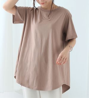 A HAPPY MARILYN（アハッピーマリリン）の「【Ｌ～９Ｌ】まるで魔法のお腹カバー、綿１００％裾フレアＴシャツ。（Tシャツ）」｜ライトモカ