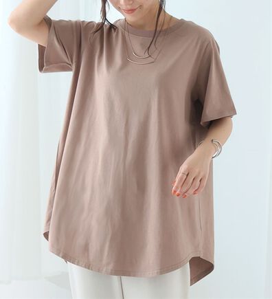 A HAPPY MARILYN（アハッピーマリリン）の「【Ｌ～９Ｌ】まるで魔法のお腹カバー、綿１００％裾フレアＴシャツ。（Tシャツ）」