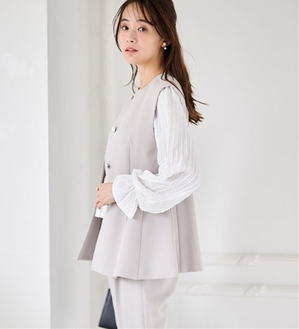 2点セット】防シワ！ペプラムベストセットアップ - ベルーナ【公式】