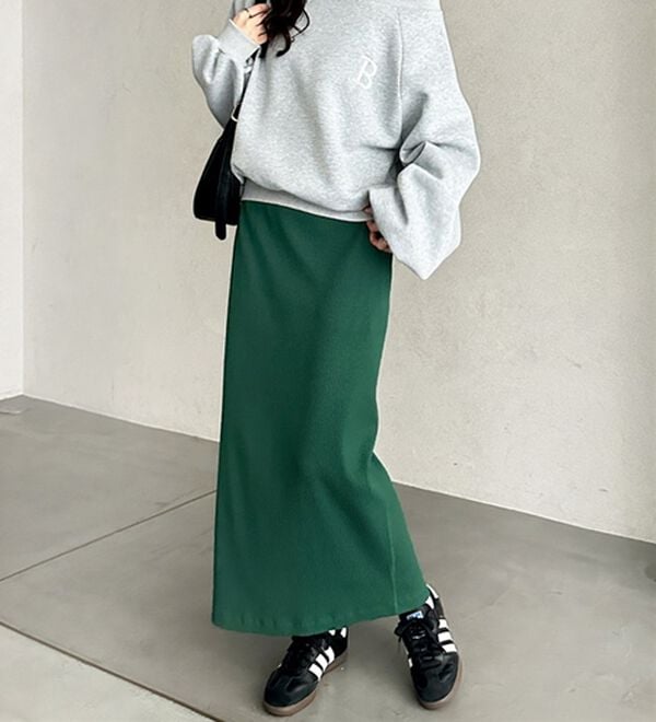 GeeRA（ジーラ）の「【着回し力◎】楽ちんすっきり見え！リブロングスカート（ロングスカート）」｜詳細画像