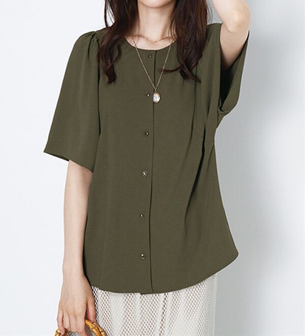 BELLUNA（ベルーナ）の「お手入れ楽々！ビンテージ素材ブラウス（ブラウス）」｜詳細画像