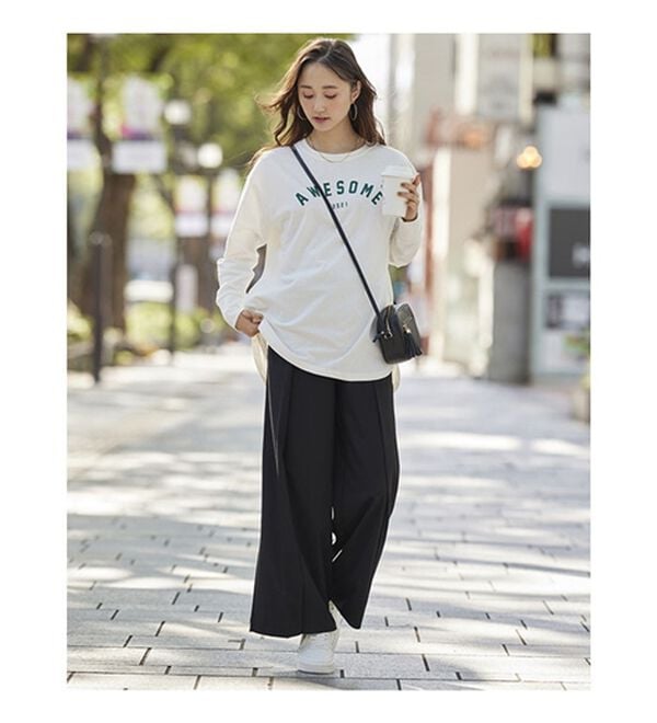 BELLUNA（ベルーナ）の「よれにくい！大人のロゴロングＴシャツ（カットソー）」｜詳細画像