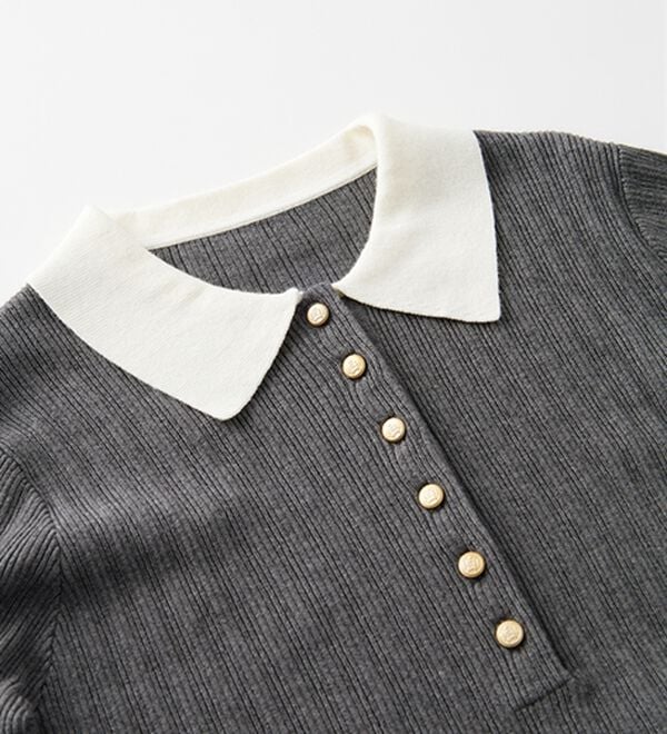 RANAN（ラナン）の「ポロカラーリブニットワンピース（ロングワンピース）」｜詳細画像