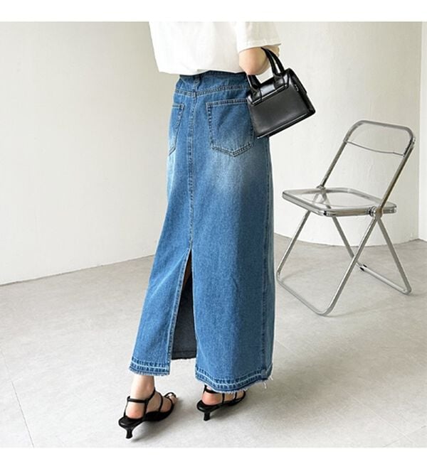 GeeRA（ジーラ）の「バックスリットデニムロングスカート（ロングスカート）」｜詳細画像