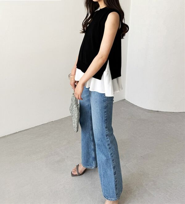 GeeRA（ジーラ）の「ペプラムタンク付ニットプルオーバー（アンサンブル）」｜詳細画像