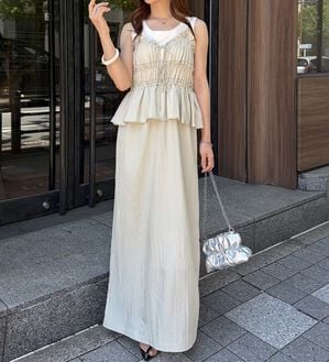 RANAN（ラナン）の「リボンギャザーペプラムナローワンピ（その他ワンピース）」｜詳細画像